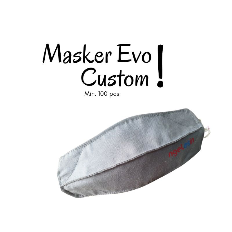 Masker kain ANAK model EVO polos atau custom sablon 100 pcs