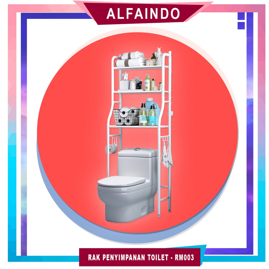 Alfaindo Rak Kamar Mandi Mesin Cuci Toilet Organizer Besi RM003 Kuat Awet