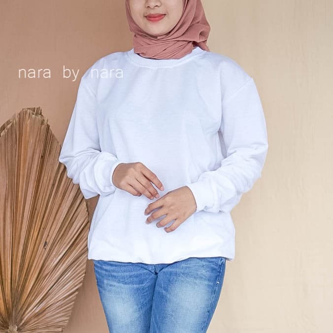 Nara Grosir - Basic Sweater l Sweater Polos l Sweater Pria dan Wanita-putih