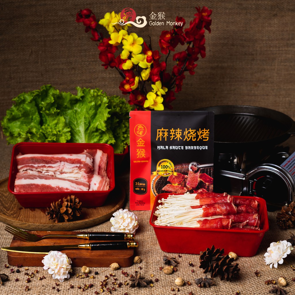 

Malatang Hotpot - Paket BBQ 2 / Bbq Sauce / Bumbu instan bbq / Mala Bbq Sauce / KHUSUS INSTANT - SAMEDAY / Golden Monkey