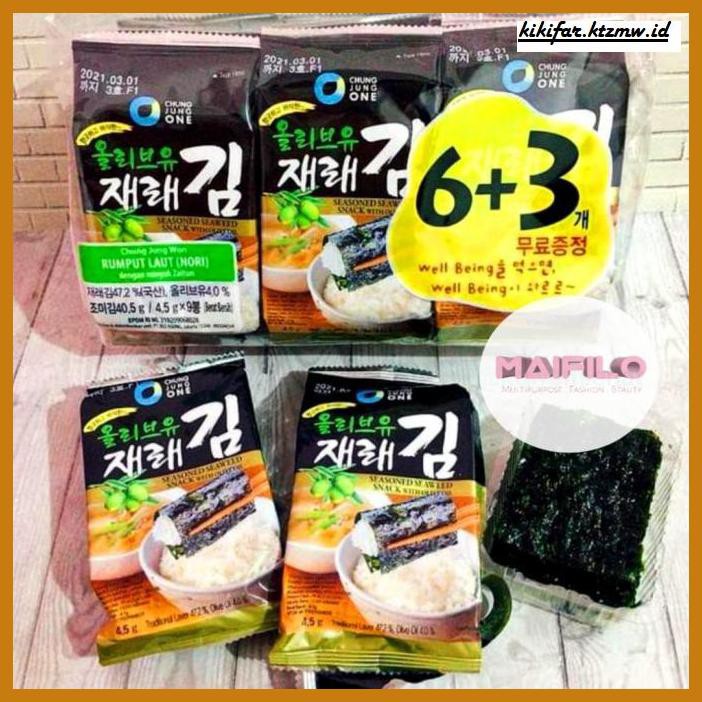 

GNIREKDOOF- CHUNG JUNG ONE SEAWEED 6+3 NORI OLIVE OIL / RUMPUT LAUT KOREA -ORIGINAL.