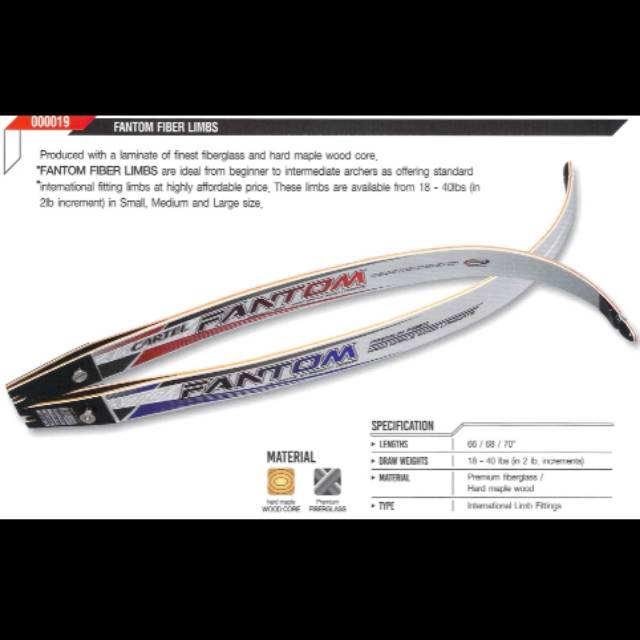 CARTEL FANTOM ILF LIMBS - Recurve Bow LIMBS ILF - Limb Busur Panah Recurve ILF - Olahraga Panahan
