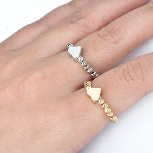 Cincin Manik-Manik Handmade Elastis Adjustable Warna Gold Silver Gaya Korea Untuk Wanita