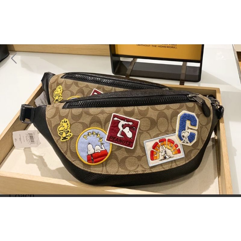 Coach X Peanuts Warren Belt Bag In Signature Canvas With Varsity Patches (C4028)