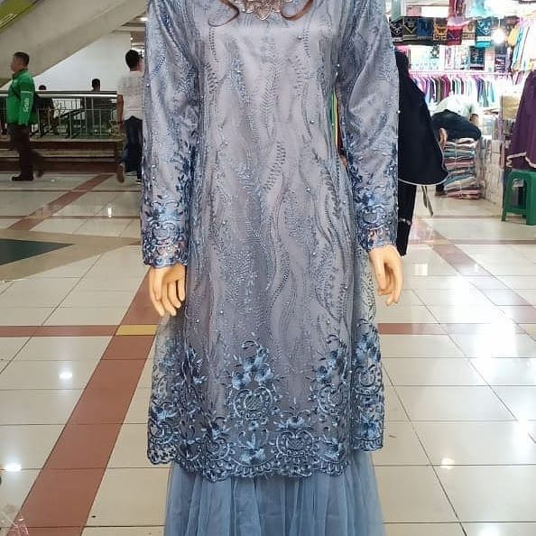 Setelan Gamis Dress Princess Tille Warna Baby Blue Real Pict Kebaya Modern Shopee Indonesia
