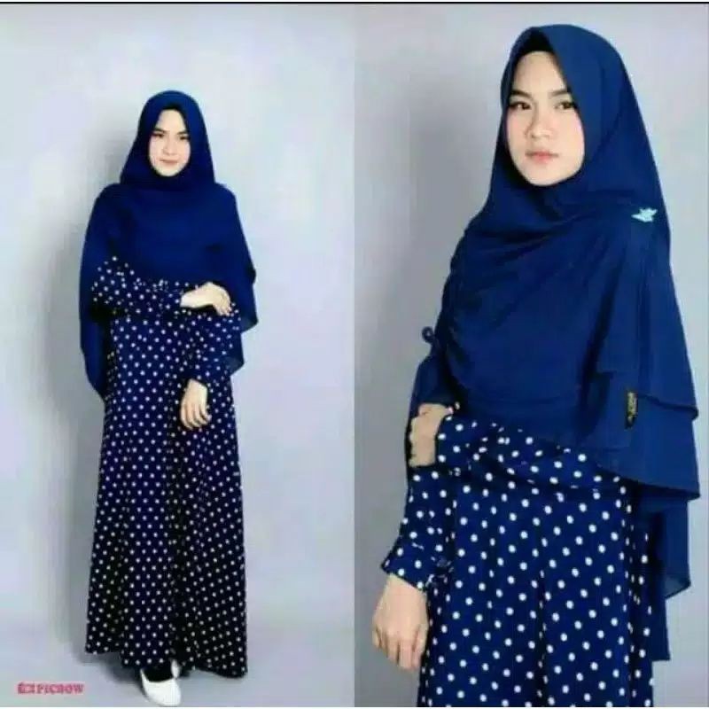 [PROMO]...Gamis wanita motif polkadot terlaris kekinian termurah//gamis katun