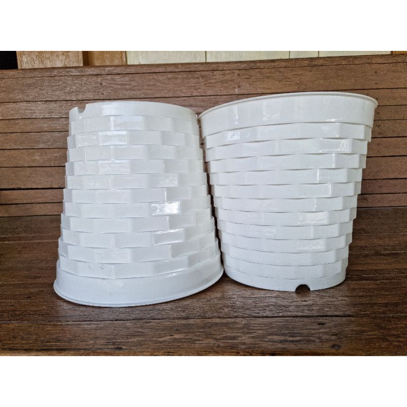 Pot Bunga Bata Pot Tinggi Putih 25cm