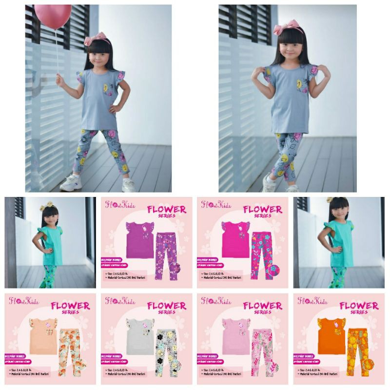 2-10Tahun Setelan legging anak perempuan flower series by flowkids