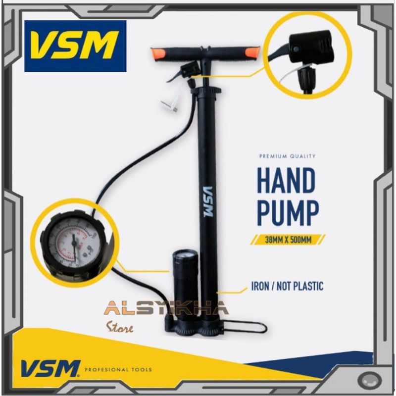 Pompa Angin Sepeda Motor Bola Tangan Body Besi Coating Hitam VSM
