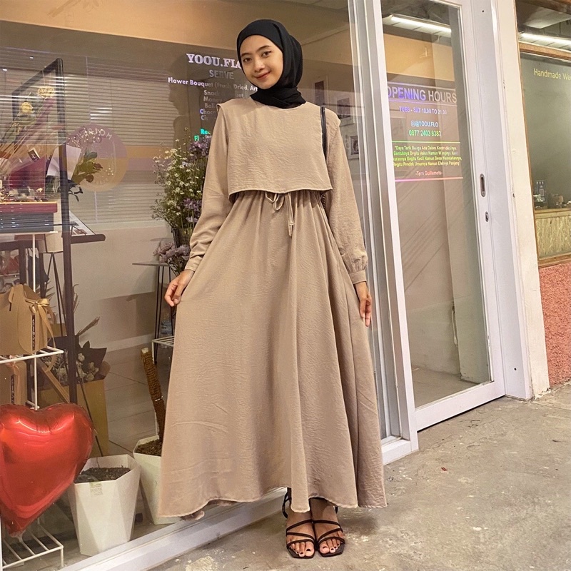 DRESS CRINKLE GAMIS CRINKLE KONDANGAN WANITA MUSLIM DRESS KONDANGAN ASKARA ANDIN DRESS MARYAM CRINKL