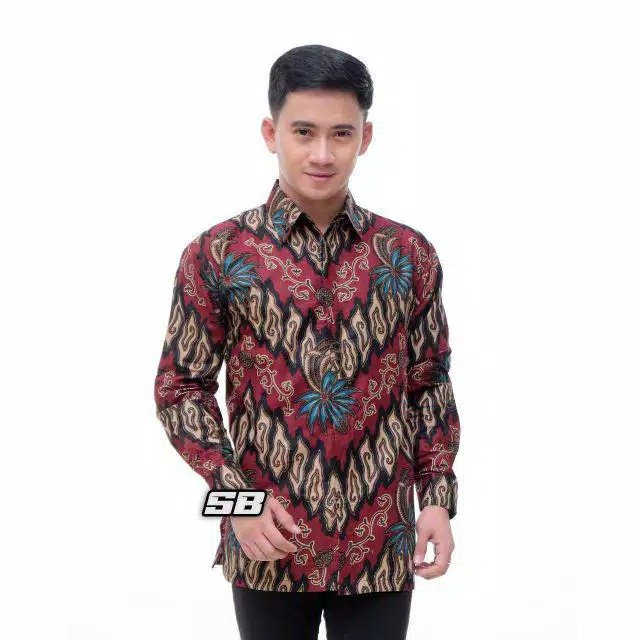 BATIK PRIA SIZE M L XL XXL BSWART BatiK HRB026 Kenongo Hem Panjang Padi Terbaru 2020