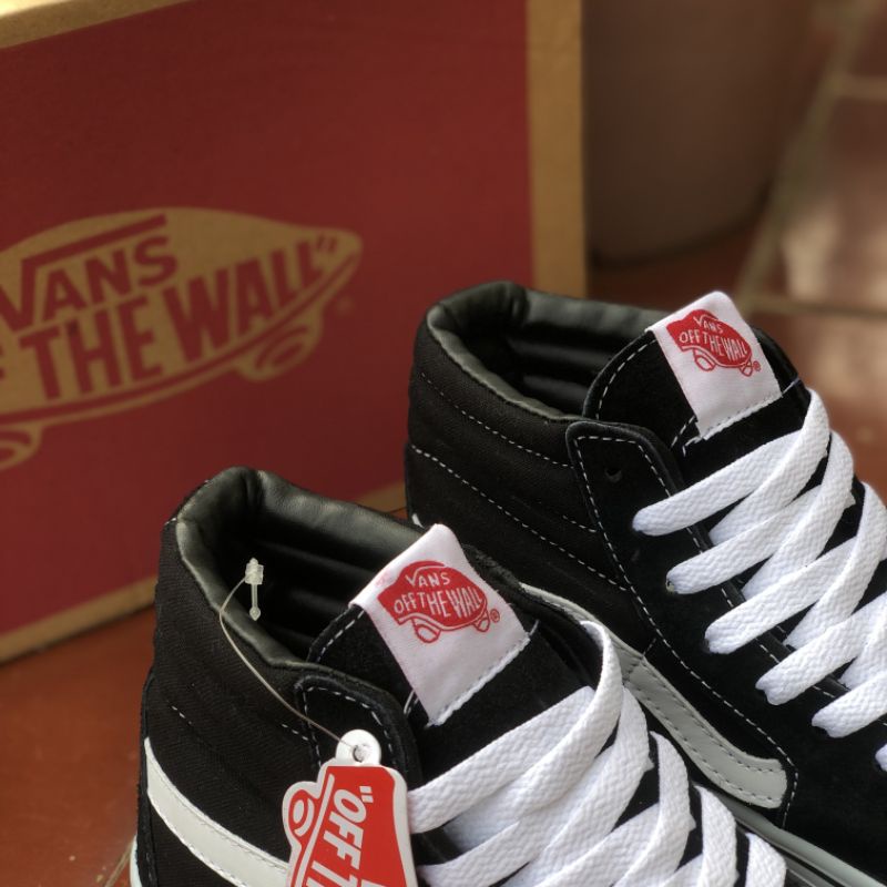 ( New Box ) Vans Sk8 High Unisex Black White Premium