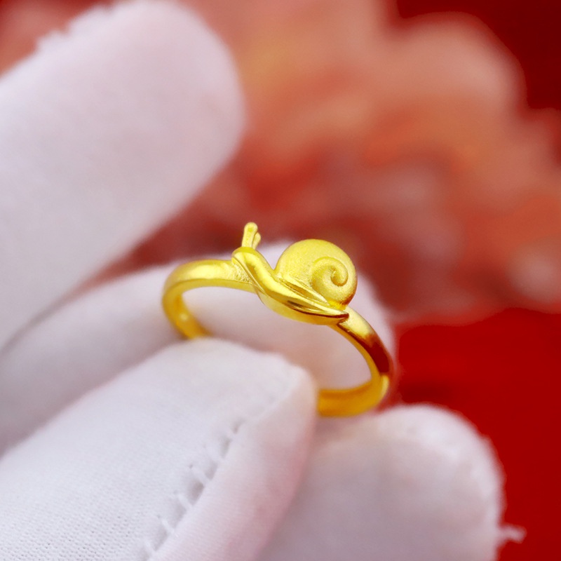 Cincin Emas Emas Asli Kadar 375Bentuk Siput Kecil Gaya Korea Untuk Pelajar