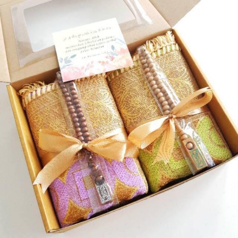 Paket Kado Pengantin Sajadah Couple Free Tasbih | PACKING BOX HADIAH WEDDING HAMPERS PERNIKAHAN WEDD
