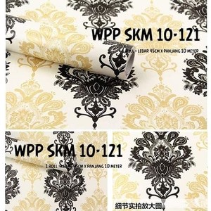 V003LS Wallpaper Sticker ku Vintage Gold  hitam  wallpaper 