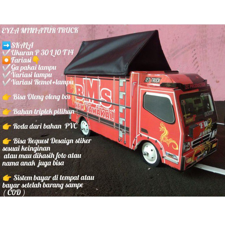 mainan mobil-mobilan truk Oleng miniatur newtawakal remot control kayu kardus triplek slime RC
