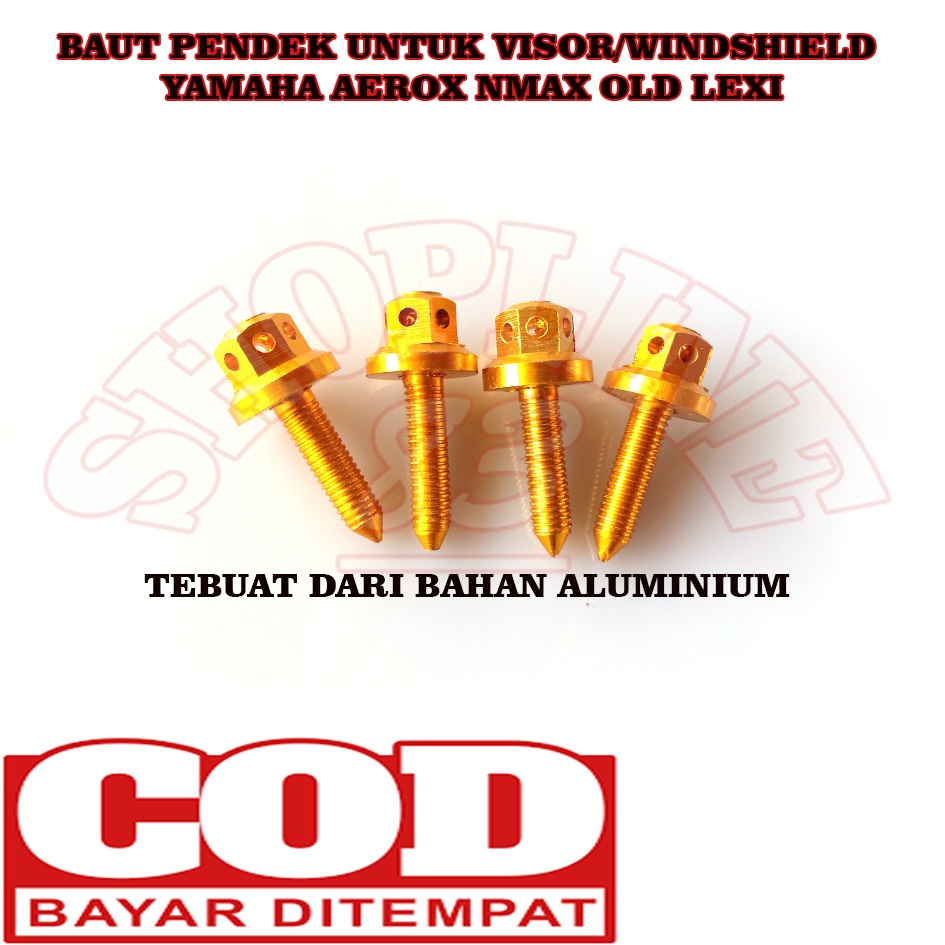 Baut Visor Variasi Untuk Motor Yamaha Aerox Nmax Old Lexi Warna Gold