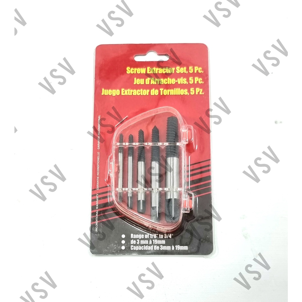 Tap Balik 5pcs Screw Extractor set Tab Balik Pembuka baut patah