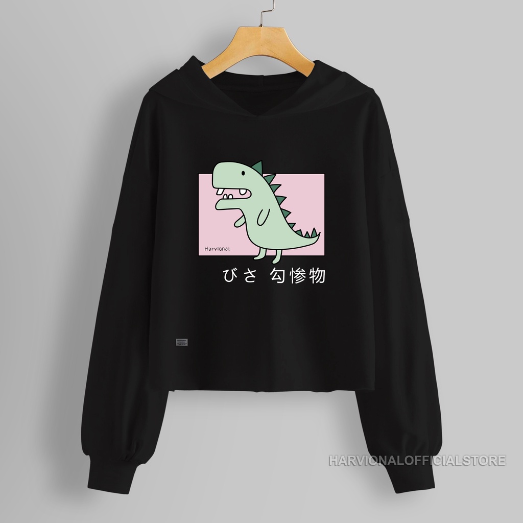 SWEATER CROP HOODIE DINO BAHAN FRENCHTERRY TERLARIS