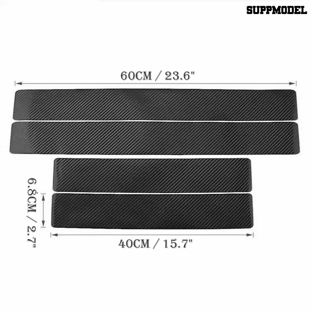 Suppmodel 4Pcs / Set Strip Trim Pelindung Pintu Mobil Anti Gores Bahan Carbon Fiber Tahan Suhu Tinggi