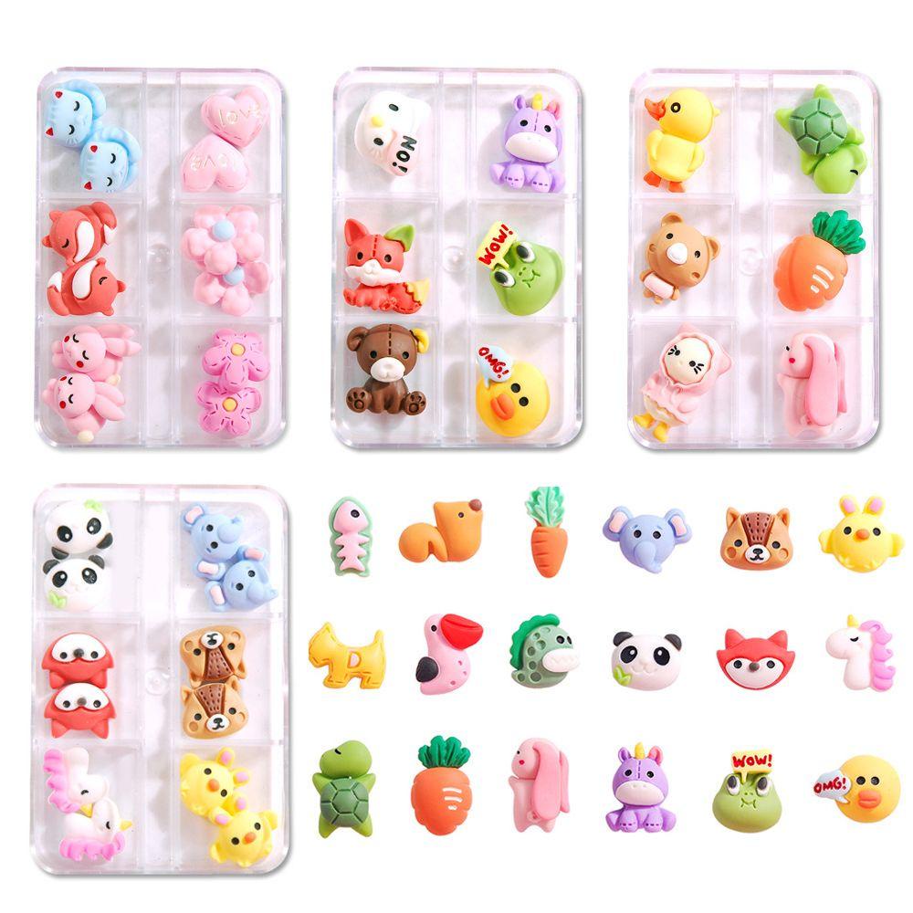 Agustin 3D Dekorasi Nail Art Kitty 1Box Hewan Flatback Handmade Jepit Rambut Ponsel Case Decor DIY Perhiasan Craft