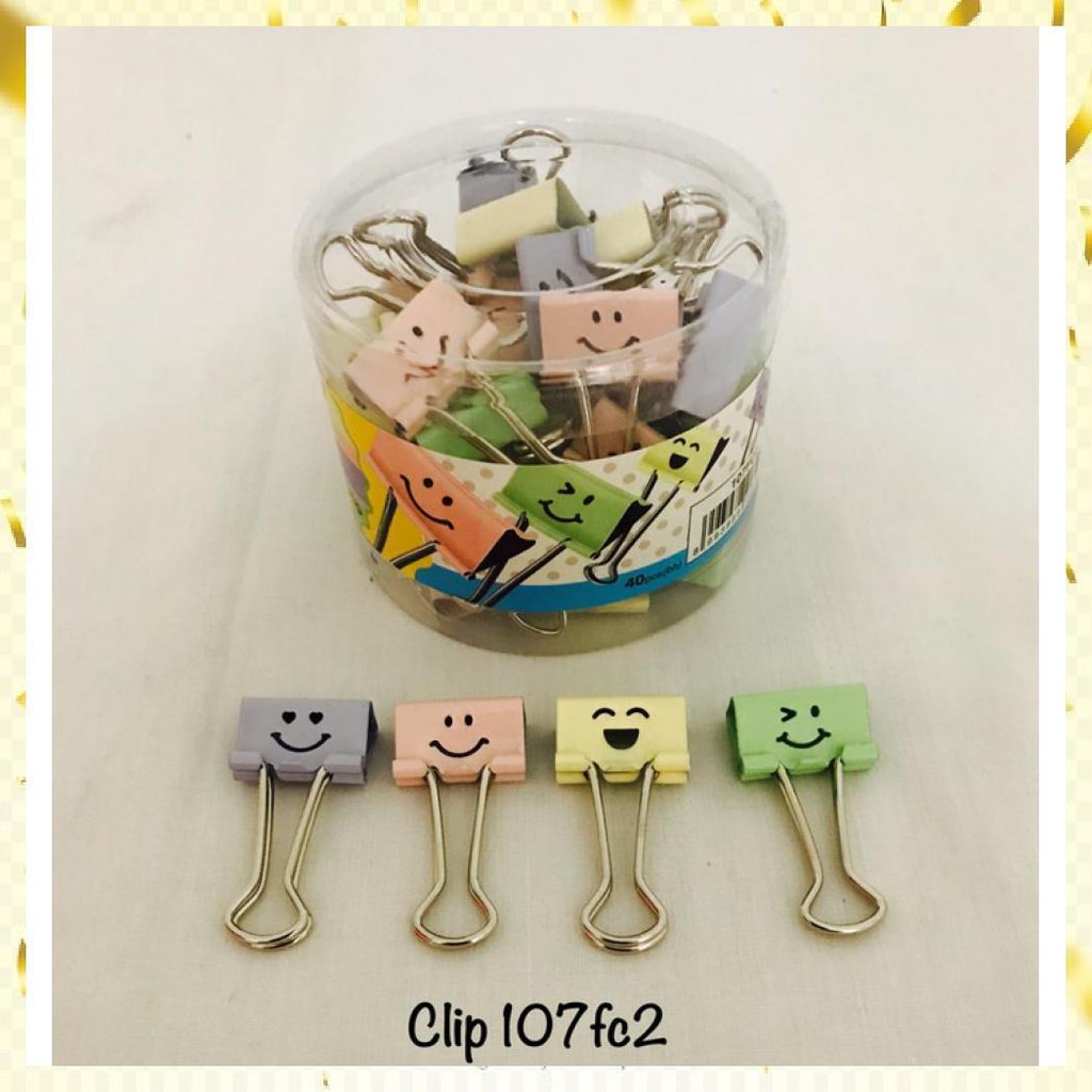 

Binder Clip No. 107Fc2 Smiley Color Joyko Perdrum