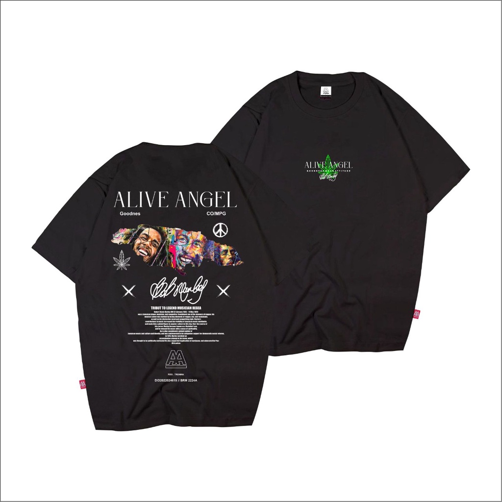 KAOS BOB MARLEY / Tshirt Distro Original Warning Pria Wanita Alive Angel Goodness  / Kaos Pria Wanit