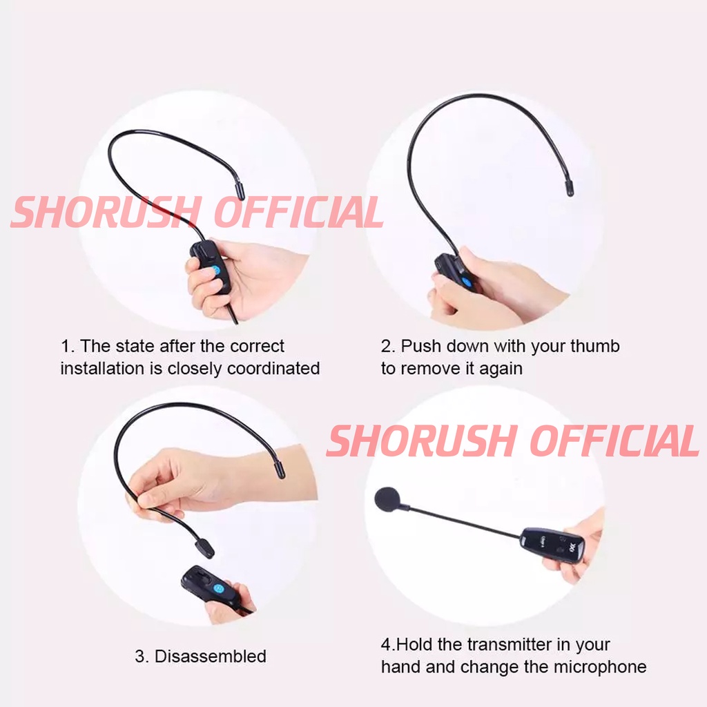 Shorush IM 1 Mikrofon Mic Microphone Clip On Wireless Bando Instruktur Senam Guru Dosen Teacher Meeting Moderator MC Yoga