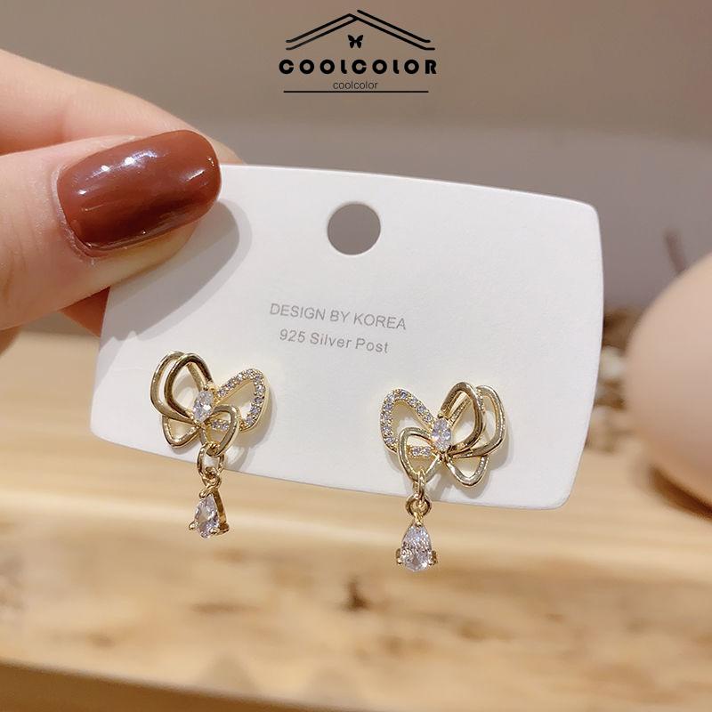 COD✨1 pasang Anting Stud Kristal Busur Korea Kupu-Kupu Tidak Ada Karat Aan Tidak  Fashion Murah Impor Aksesoris 2022 Terbaru Hadiah Ulang