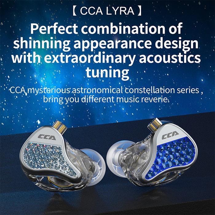 CCA Lyra IEM Earphone Metal - with Mic Dynamic Driver 10mm - Garansi Resmi 1 Tahun Free Bag