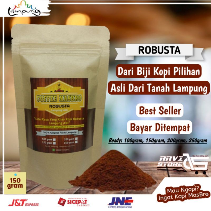 KOPI ROBUSTA BUBUK ORIGINAL COFFEE LAMPUNG ASLI MURNI TANPA CAMPURAN MURAH RASA MANTAP 150 gram