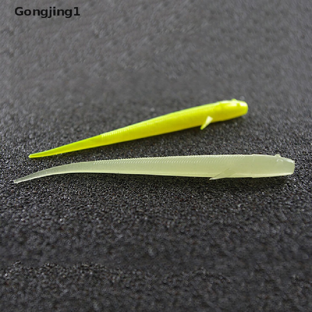 Gongjing1 10 Pcs Umpan Pancing SoftBait Bentuk Cacing Imitasi Bahan Silikon Ukuran 70mm