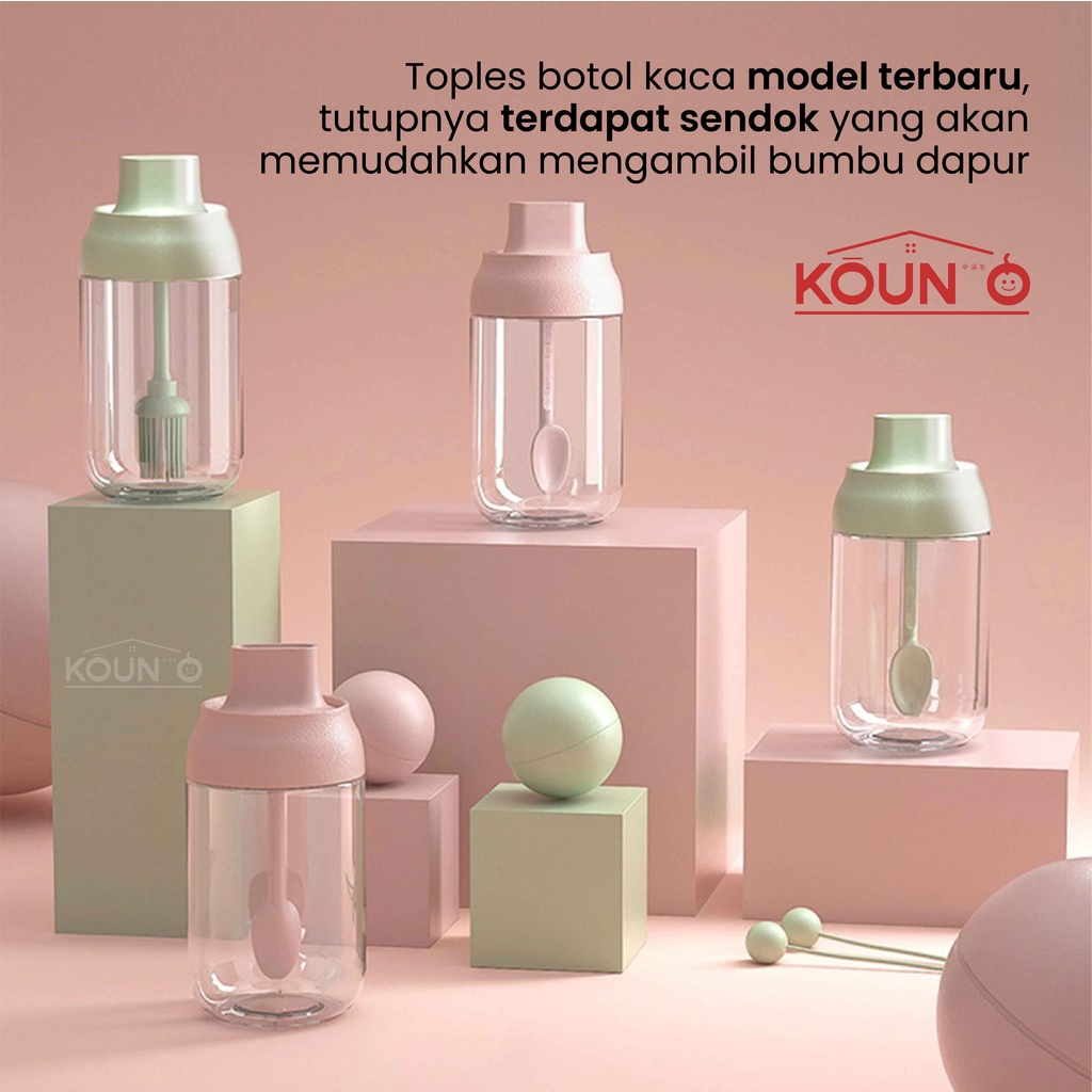 Toples Botol Kaca Tempat Madu Kuas Minyak Sendok Bumbu Dapur Garam Gula Kitchen Seasoning Pot 250 ml