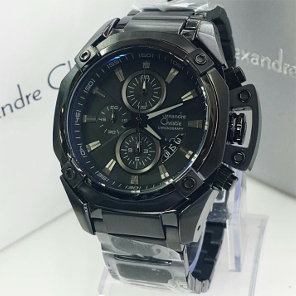 Dijual Jam Alexandre Christie AC 6225 MC AC6225MC Full hitam Original Diskon