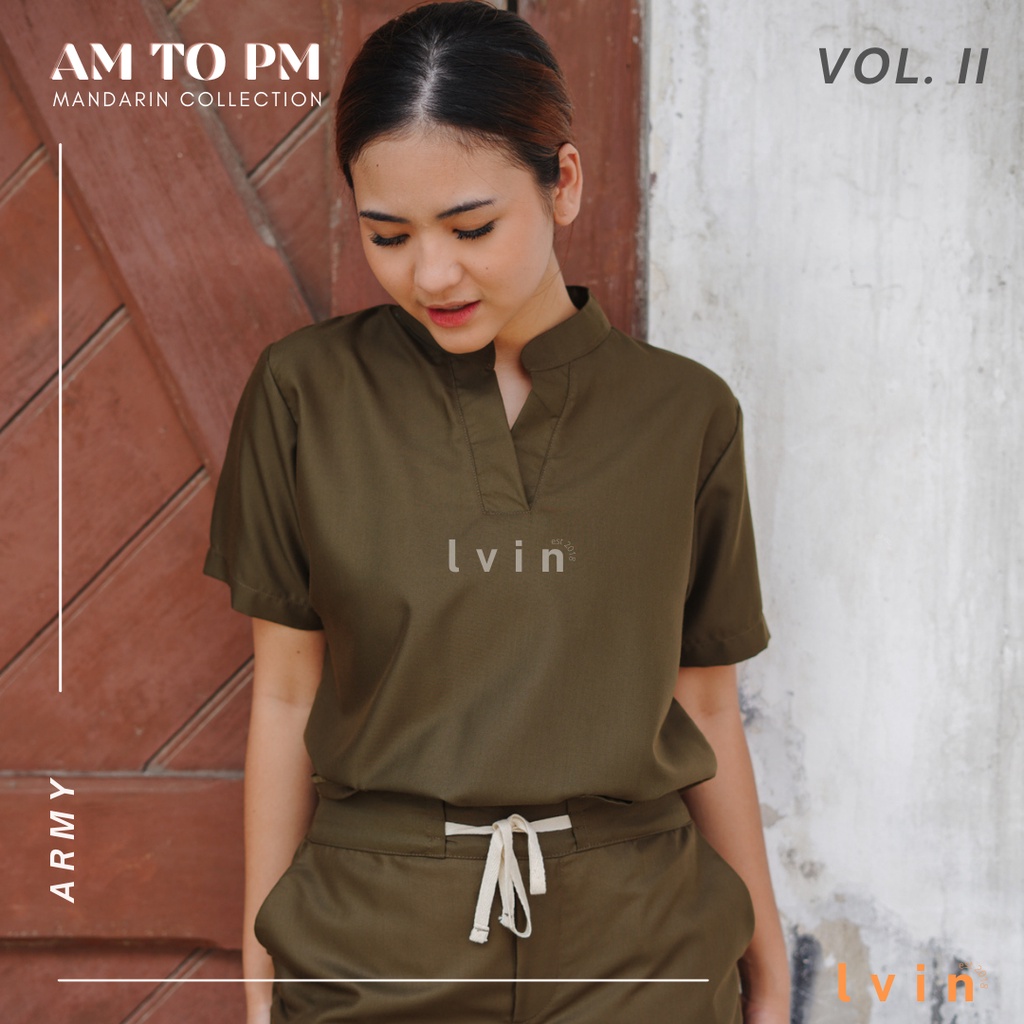 [ Lvin ] Vol II - Baju OKA  Mandarin Collar Celana Reguler Fit / Baju Jaga / Set Baju Celana Jaga Oka / Dokter Lengan Pendek / Baju OK / AM to PM Series