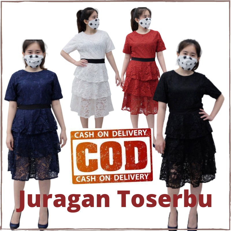 Dress Wanita Korea Kondangan Brokat Casual Korean Style Party Lengan Pendek Mini Dress ALIKA