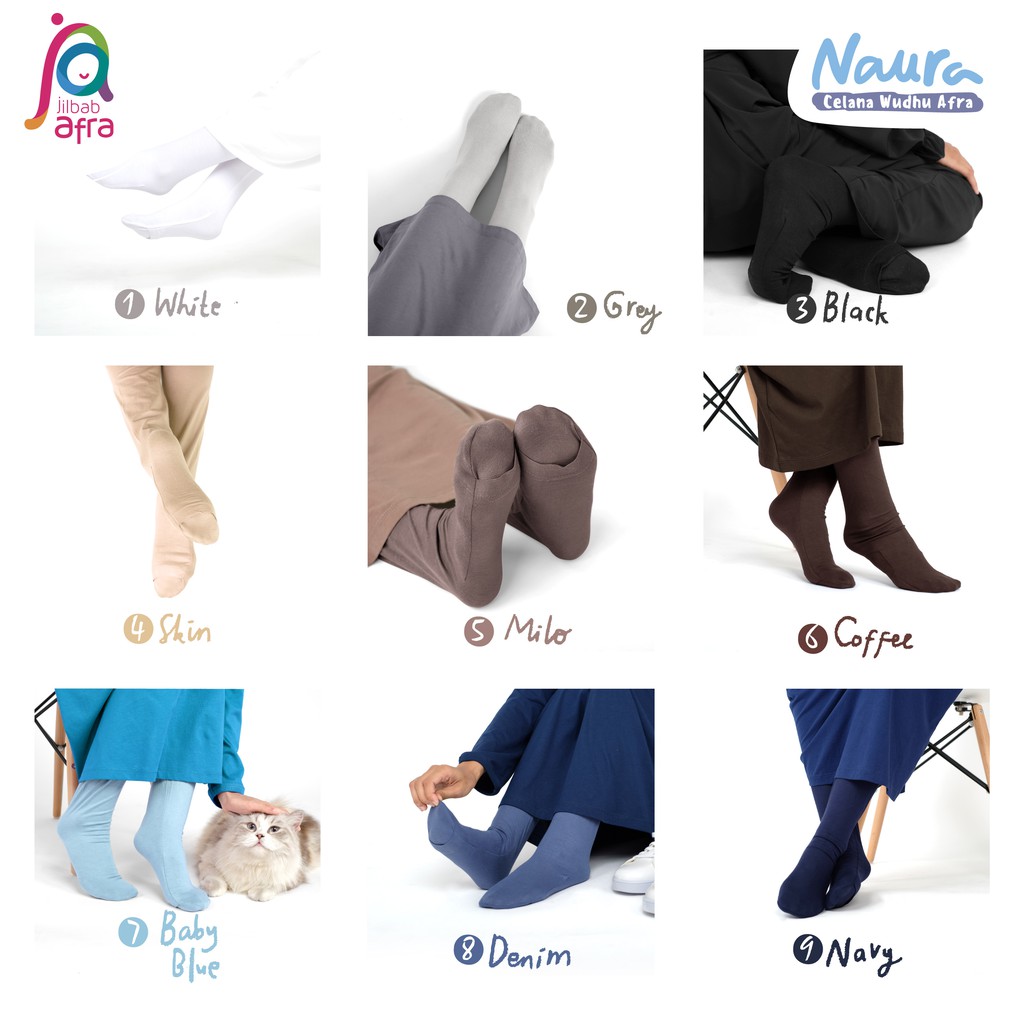 Celana Legging Wudhu Merek Afra (Arfa) Naura - Bahan Kaos Rayon HQ