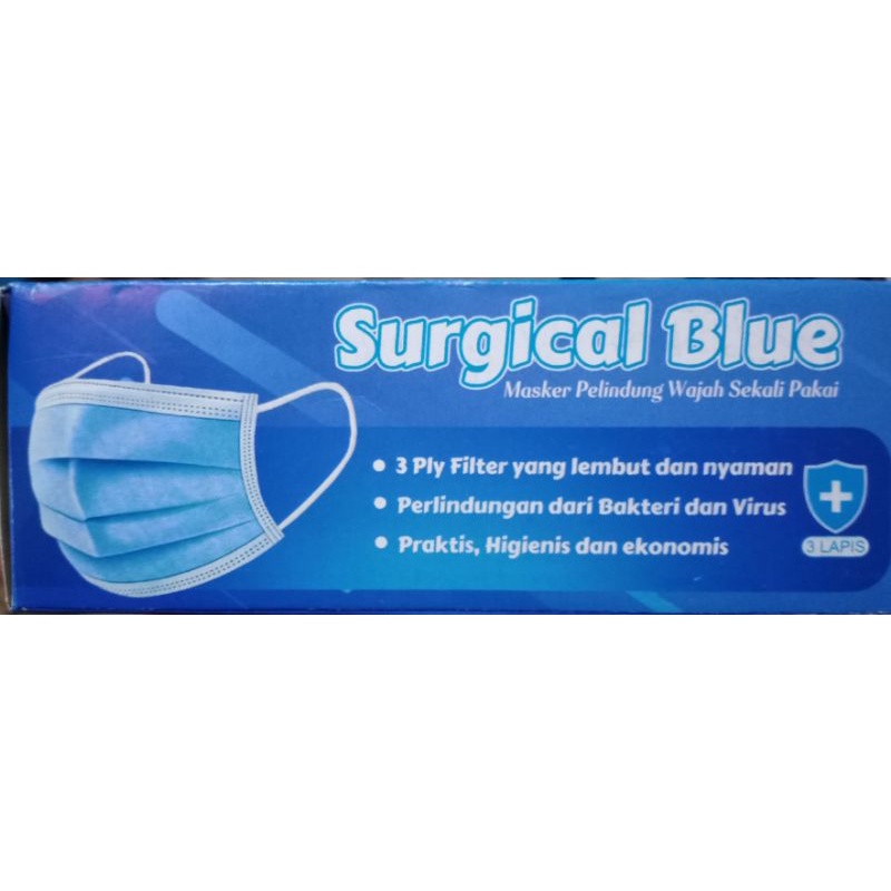 Masker Surgical Blue disposable facemask 50pcs/box (promo)