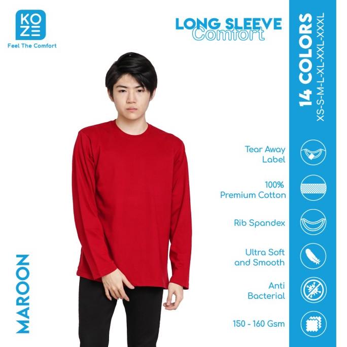 Maroon Longsleeve Kaos Polos Koze Combed 30S