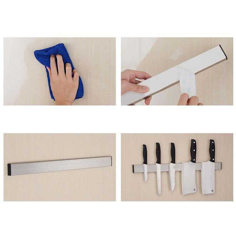 Rak Pisau Dapur Magnetic Serbaguna ANHO kitchen knife rack HK40-300 Silver Grab Medan