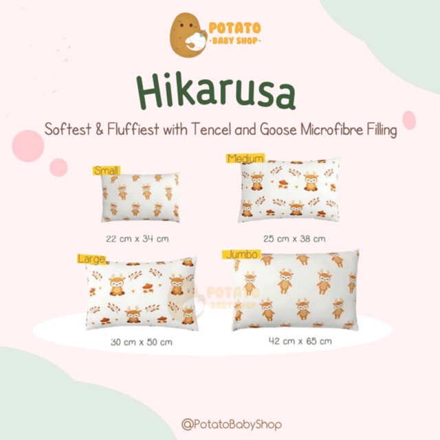 Hikaru SML- Bantal Hikarusa SML Deer Sky / Snow / Mushroom / Family / Baby Shark Pinkfong