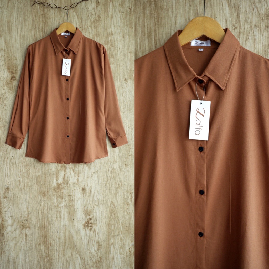 BASIC rayon kemeja by ZALFA OUTFIT-Caramel