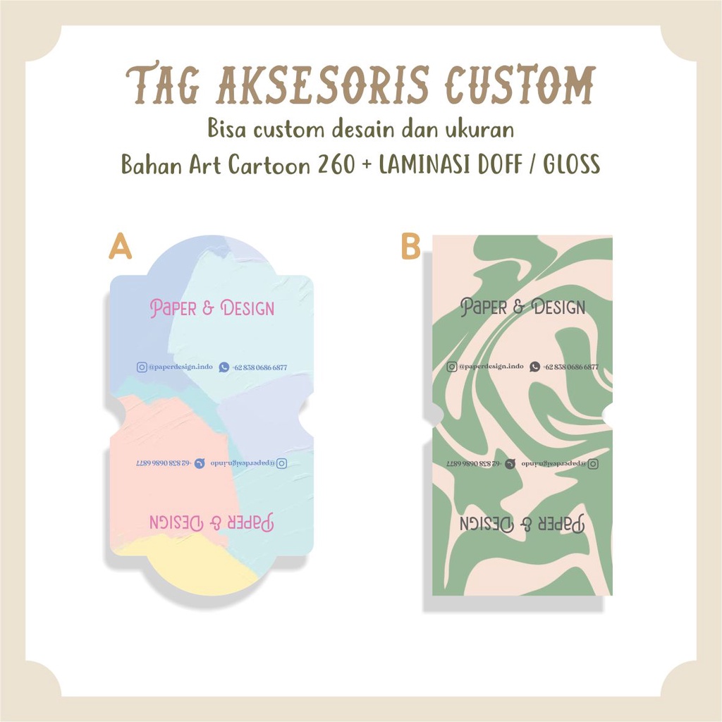 

TAG GANTUNG AKSESORIS CUT CUSTOM CETAK CUTTING