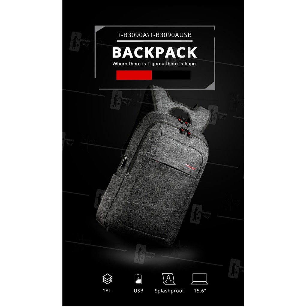 Original Tigernu Backpack T-B3090 USB Port Tas Tigernu Ransel Laptop