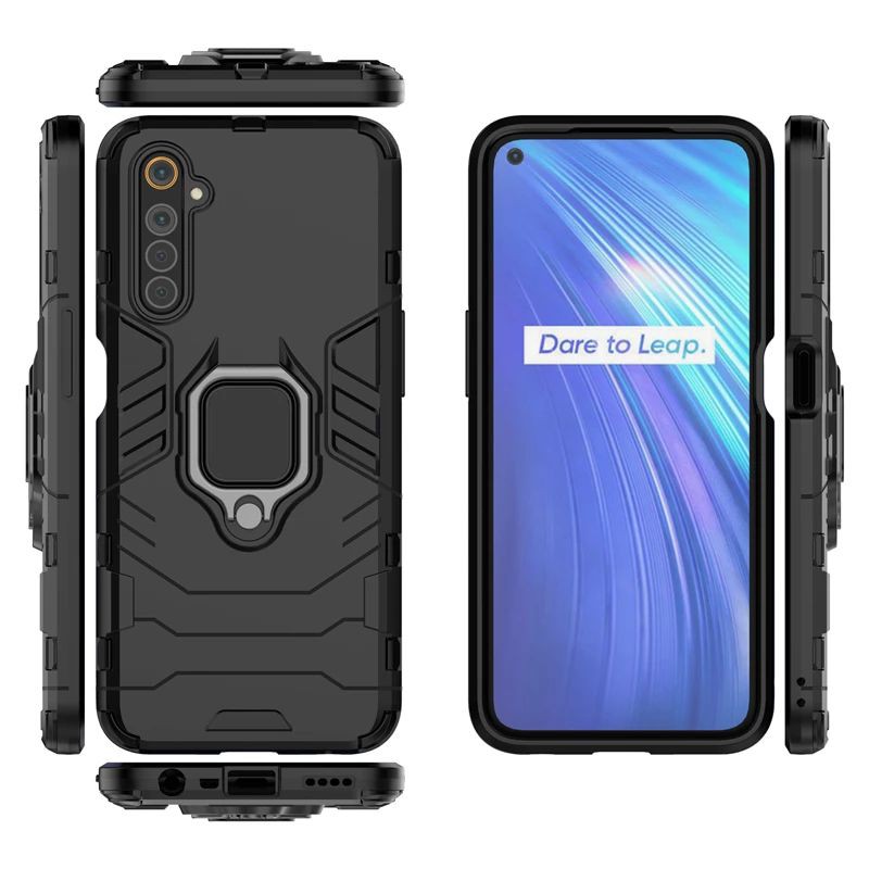 FREE TEMPERED GLASS FULL LAYAR REALME 6 PRO HARD CASE HARDCASE ROBOT RING STAND ARMOR REALMI 6 6PRO
