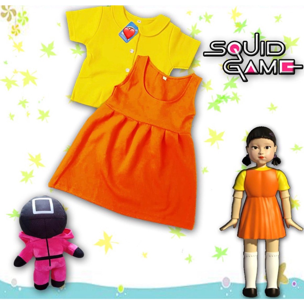 FILOBEE DRESS ANAK PEREMPUAN /Jumpsuit Anak Model Boneka Robot KDrama Squid Game BAHAN SCUBA PREMIUM