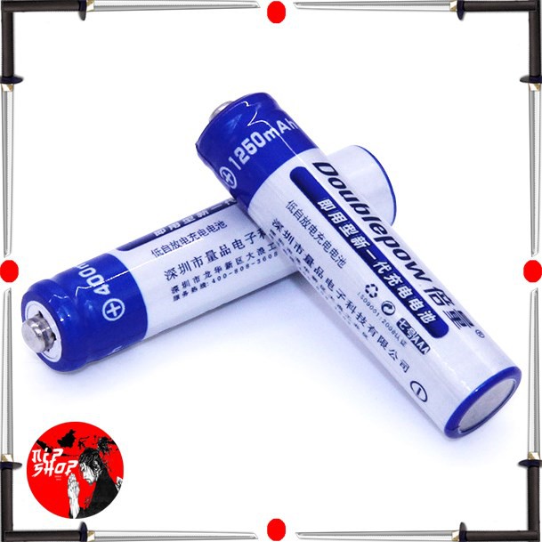 DOUBLEPOW Batu Baterai Alkaline Rechargeable AAA 1250mAh 2 PCS