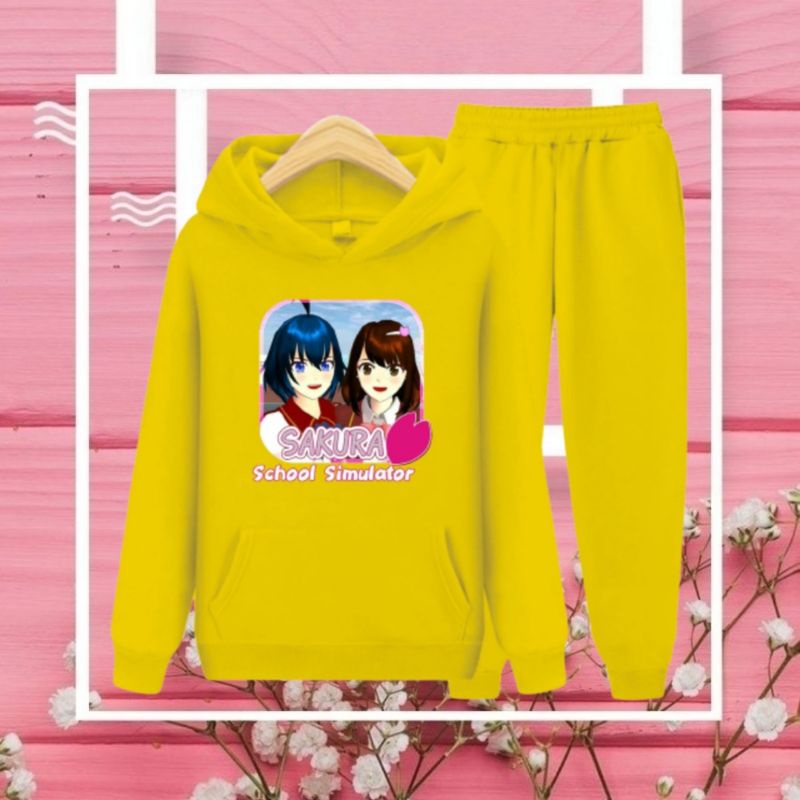 Setelan Sweater Hoodie Anak Perempuan Lengan panjang dan Celana panjang Terbaru 2022 . Stelan Anak Cewek Kekinian Murah Korea Style Size M 6 7 8 Tahun XL 9 10 11 Tahun Sakura