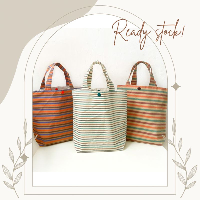 Totebag katun garis size 30x10x25