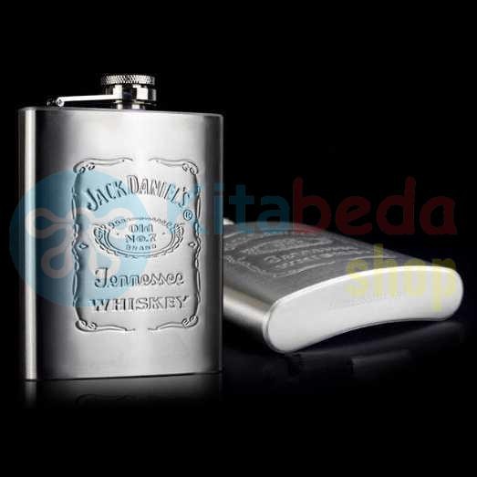 Botol Minum Wine Wisky Vodka Gepeng Stainless Steel KB1331 [Silver]